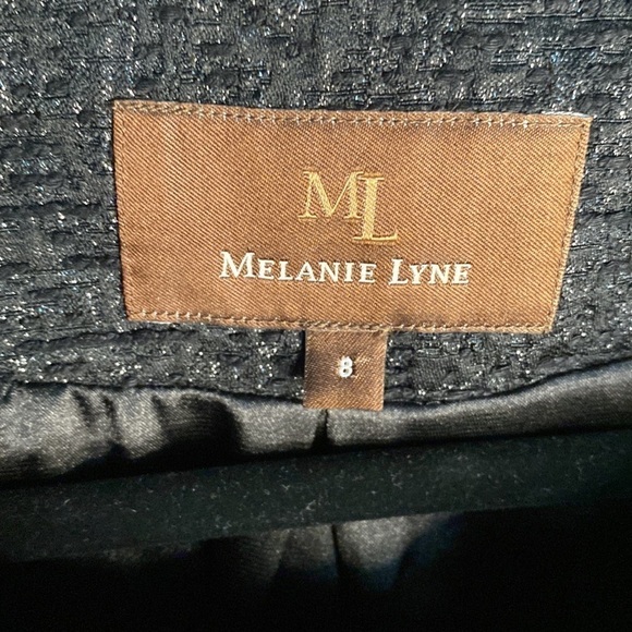Melanie Lyne Classic Shimmering Black Button Up Tweed Style Blazer Size 8 - Picture 9 of 11